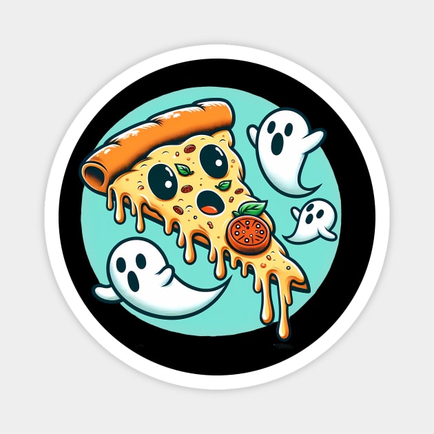 Funny Pizza Ghost Halloween Magnet by logiamerch